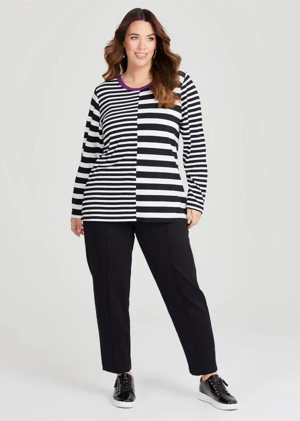 Bamboo Ponte Spliced Stripe Top