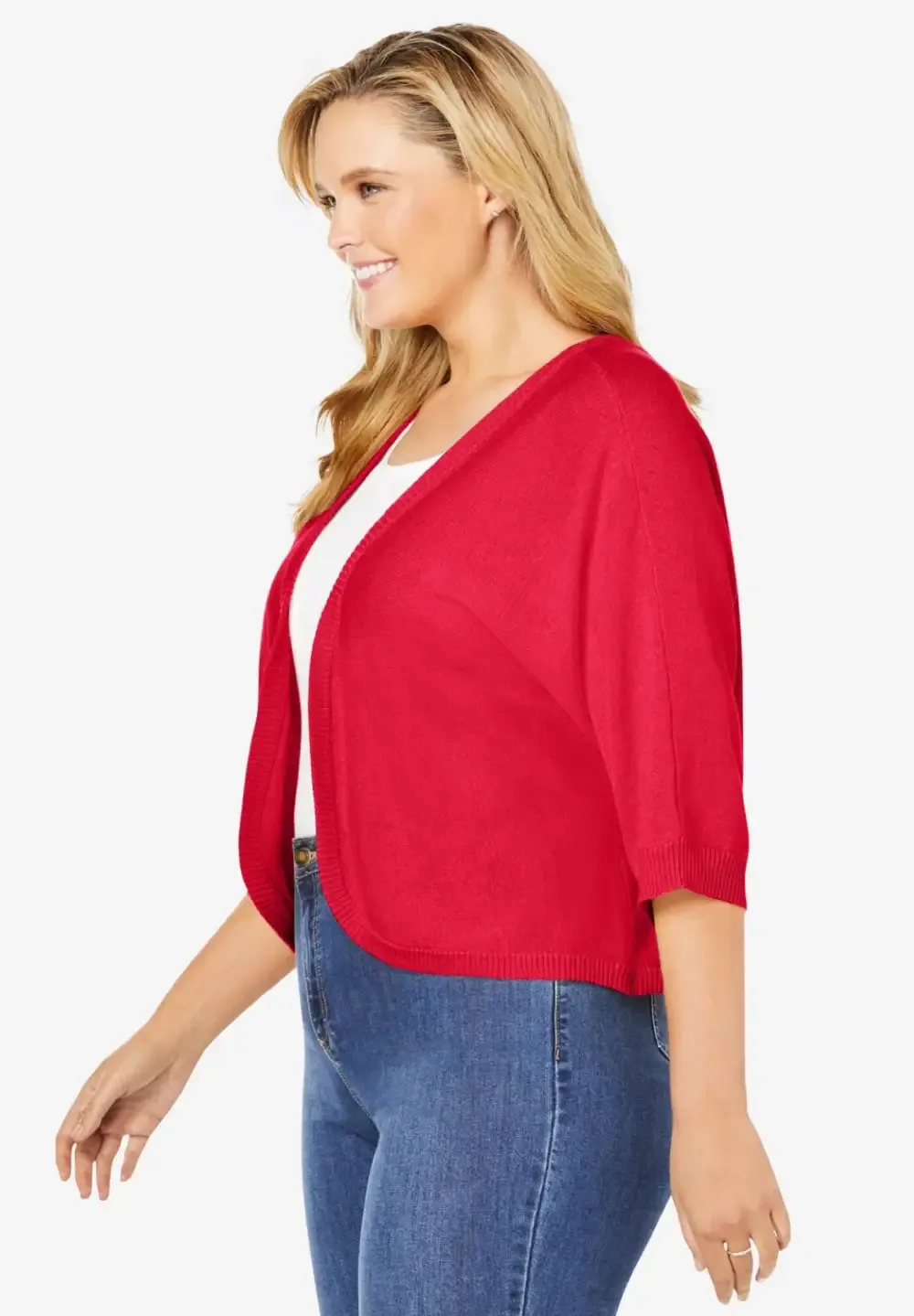 Rib Trim Cardigan Shrug