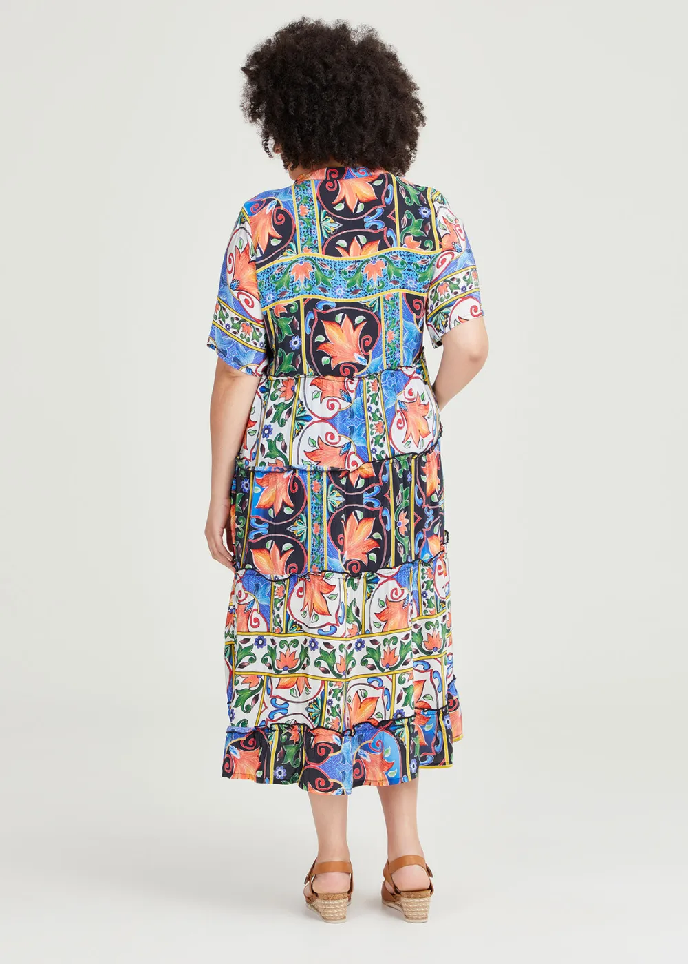 Natural Mosaic Tier Dress