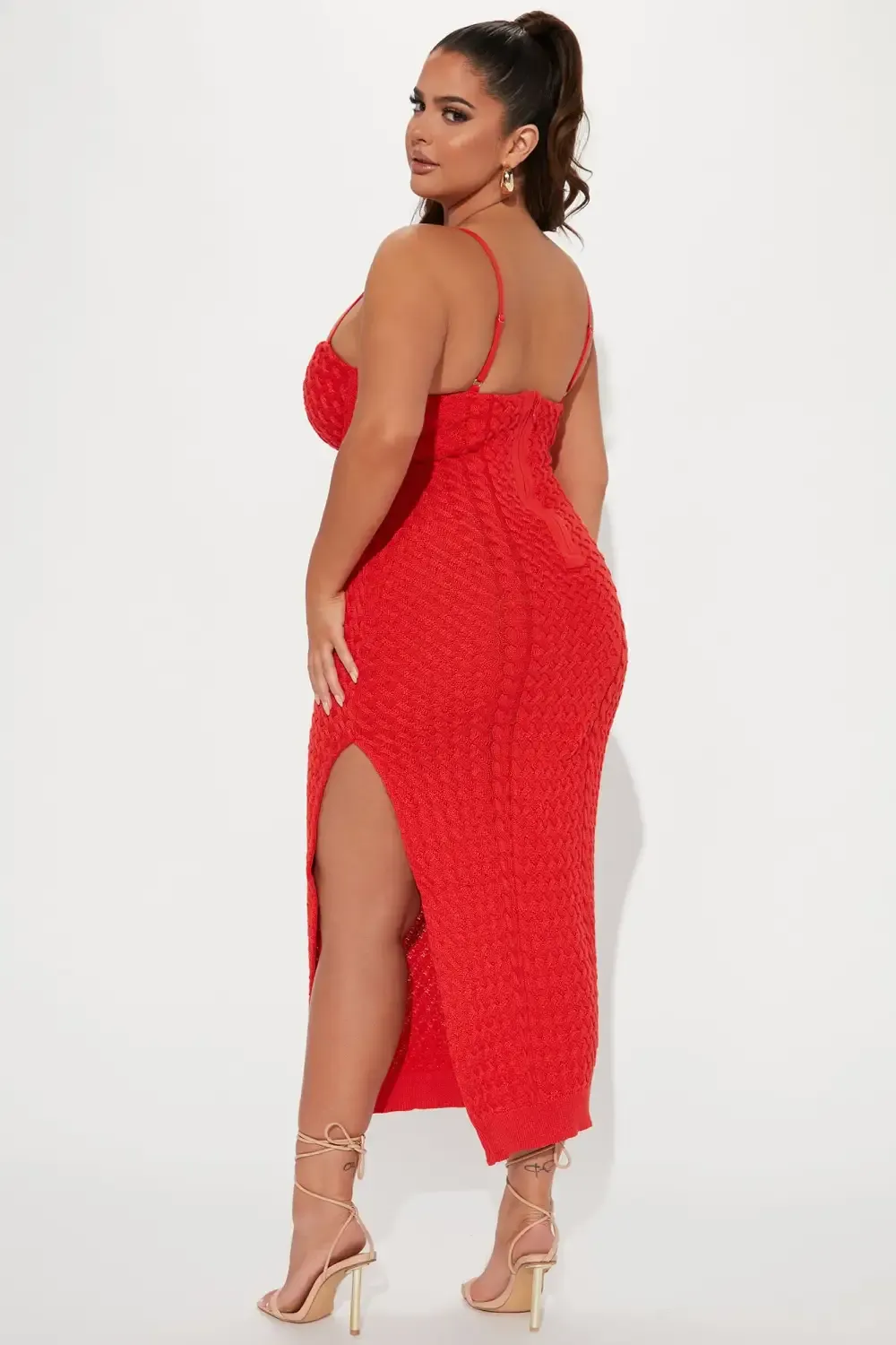 Ava Knit Maxi Dress - Tomato Red