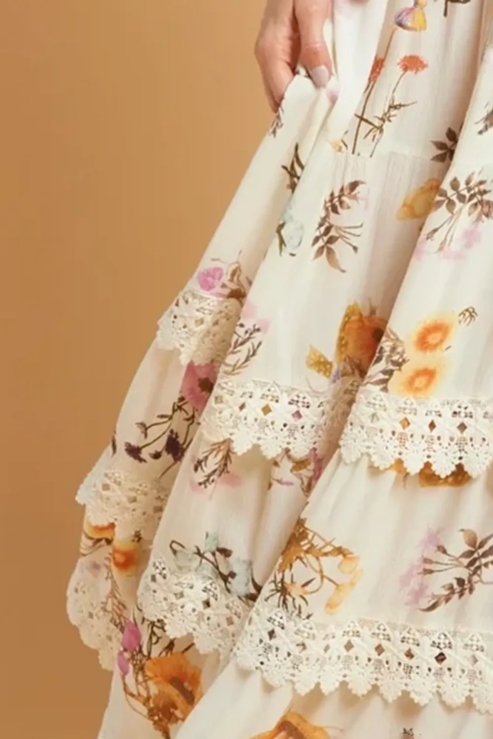 White Embroidered High Waisted Maxi Skirt