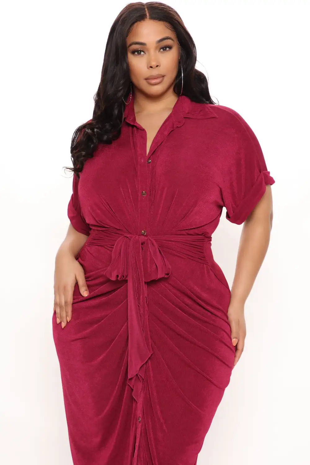 City Mood Slinky Midi Dress - Raspberry