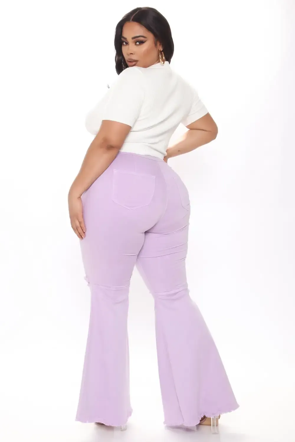 Mystery Solved Extreme Bell Bottom Jeans - Lavender