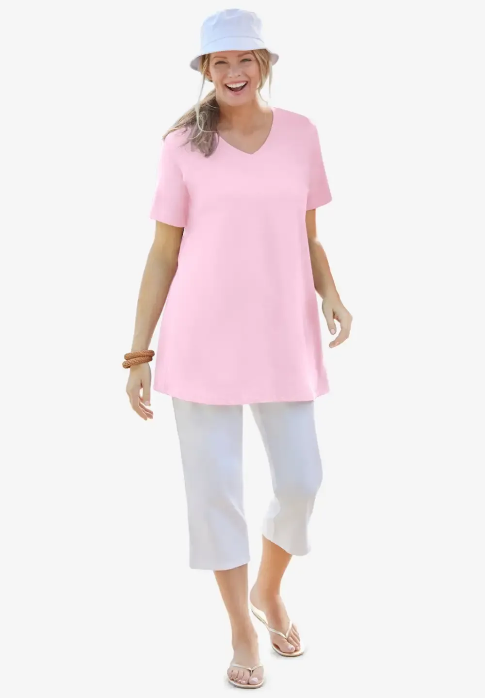 Perfect Short-Sleeve V-Neck Tunic