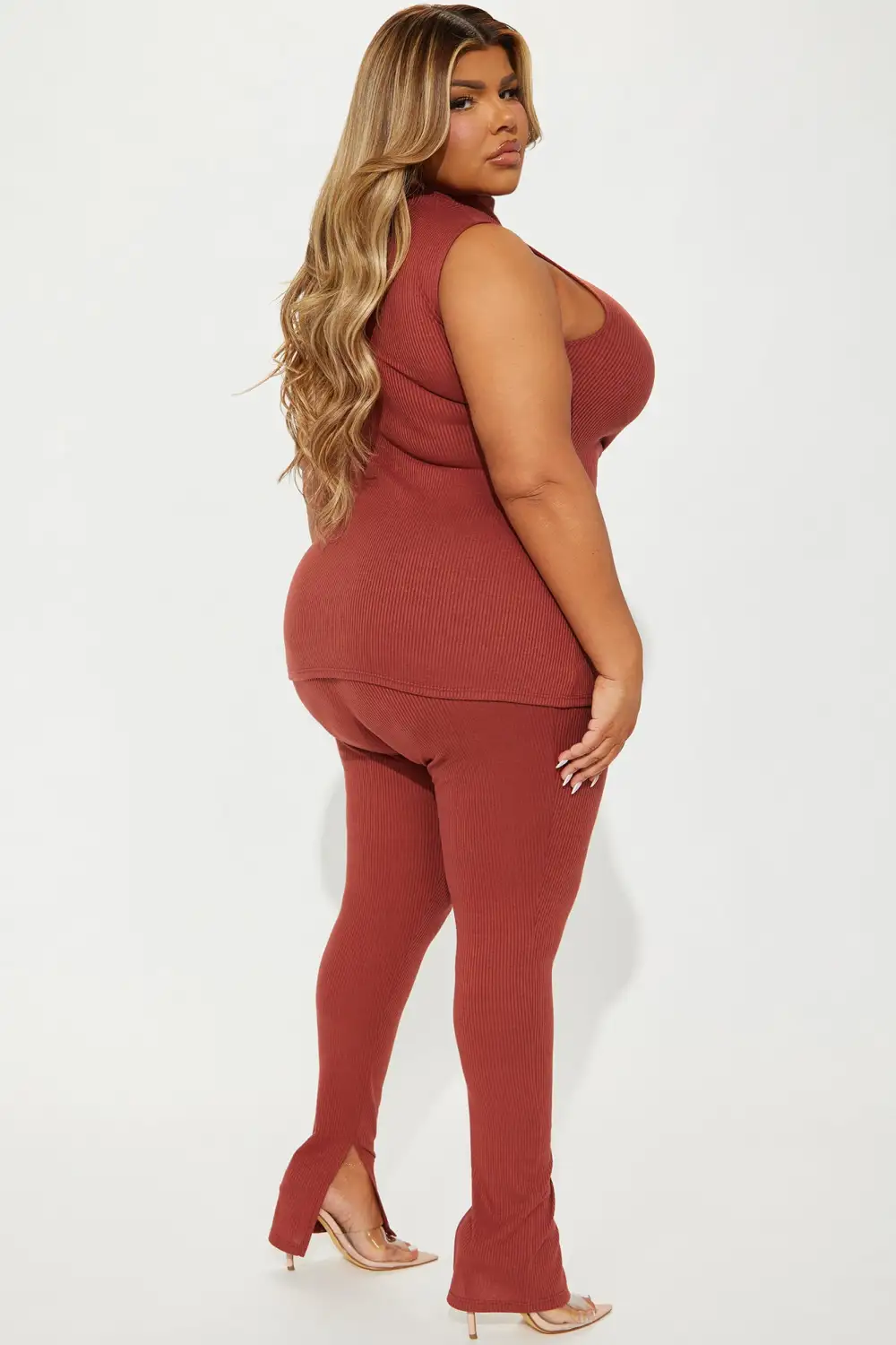 Miranda Sleeveless Legging Set - Marsala