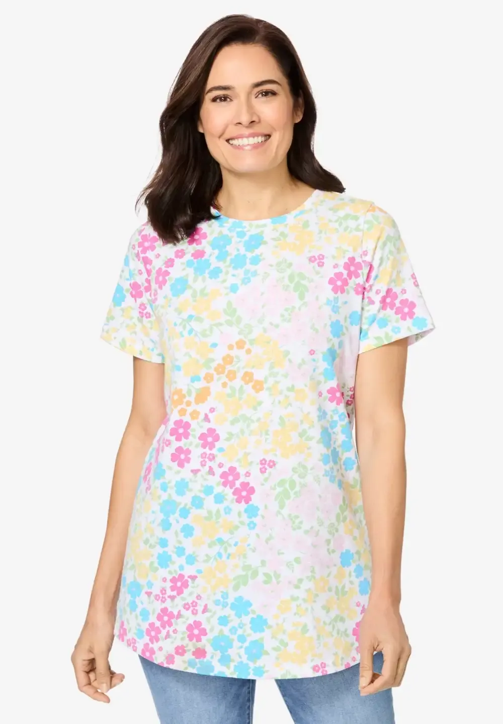 Perfect Printed Short-Sleeve Crewneck Tee