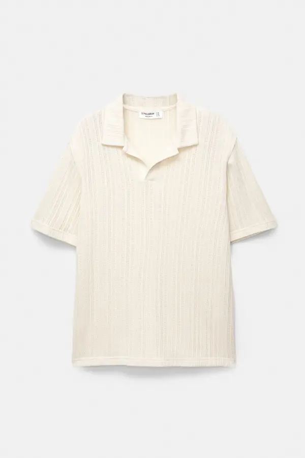 Open-knit polo shirt