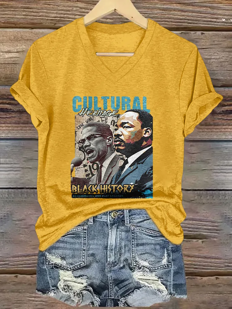 Women'S Cultural V-Neck Short-Sleeved T-Shirt