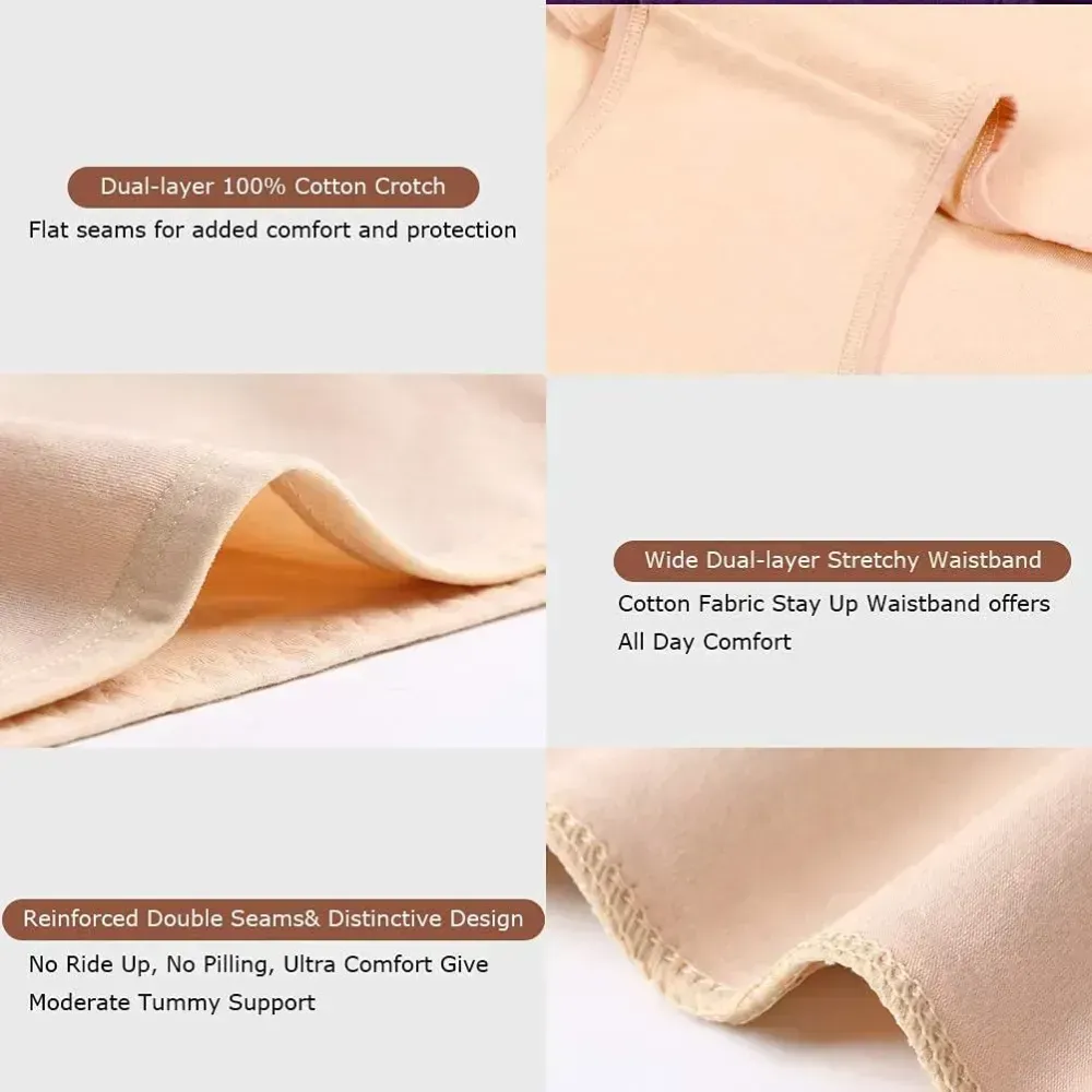 Womens Underwear,Cotton Mid Waist No Muffin Top Full Coverage Brief Ladies Panties Lingerie Undergarments for Women Multipack