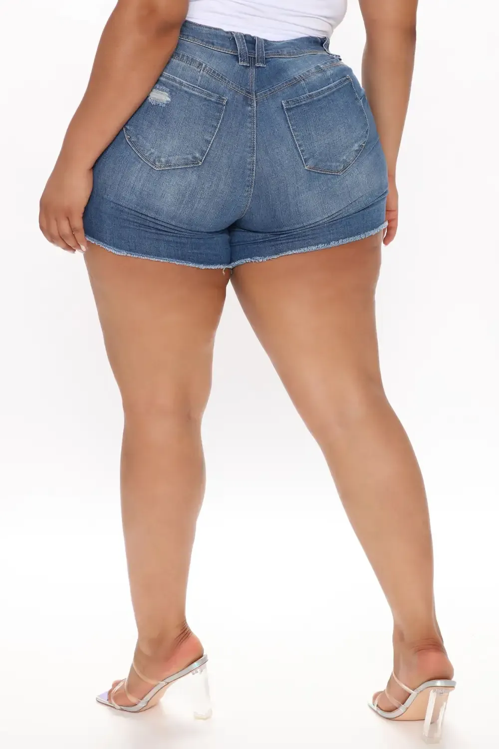 No Excuses Booty Lifting Denim Shorts - Medium Blue Wash