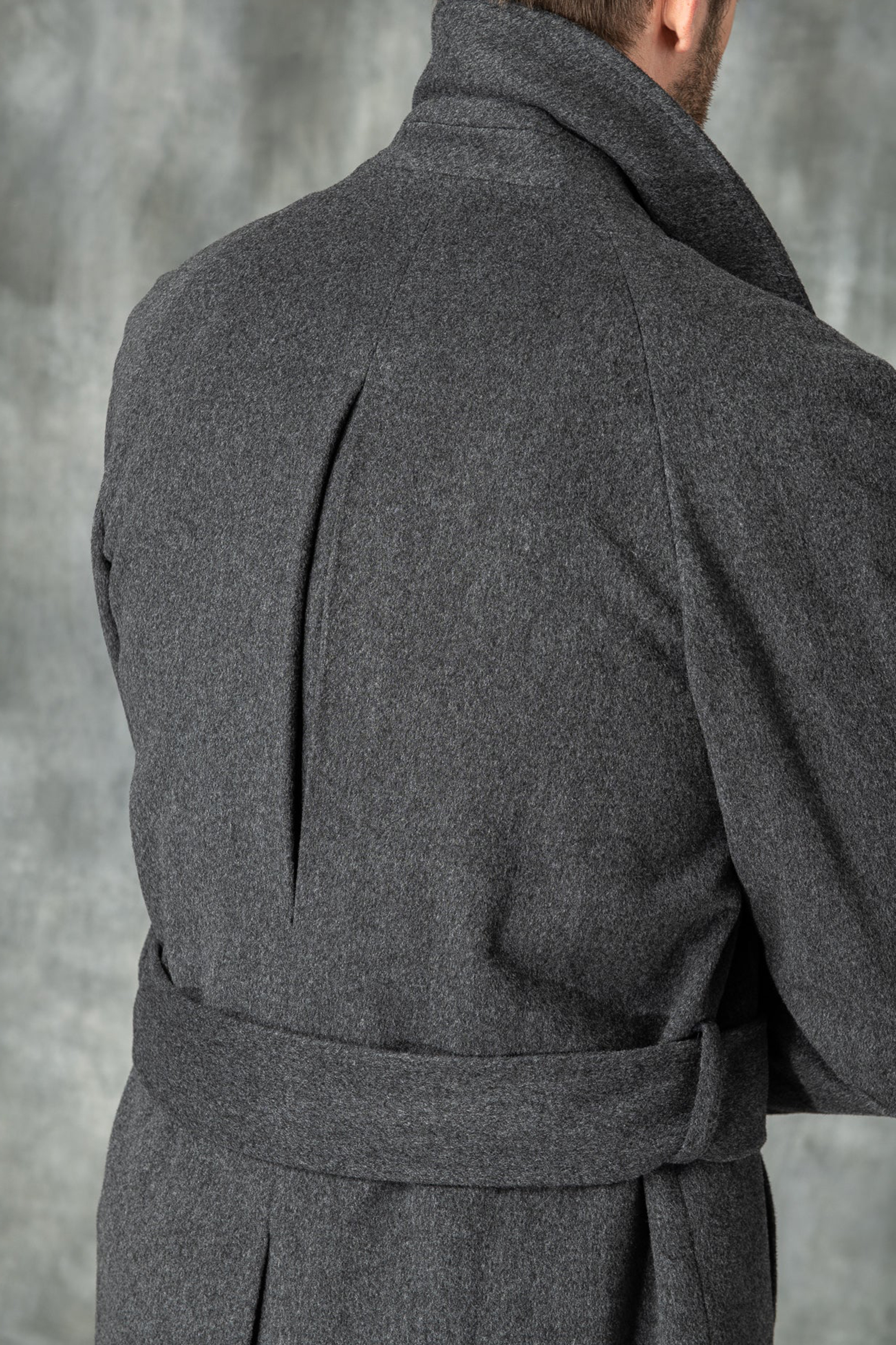 Grey Raglan Coat In  Wool