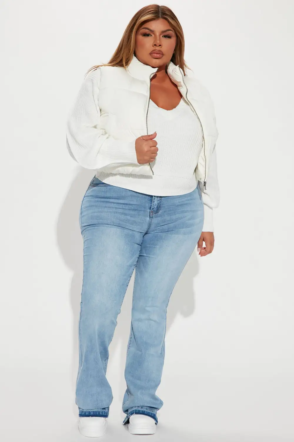 Live More Puffer Vest - White