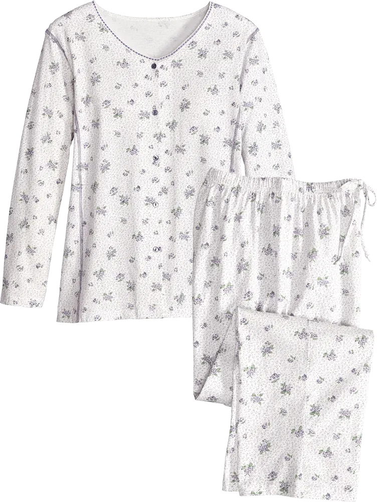 Women's Sweet Violets Cotton Knit Pajama Set