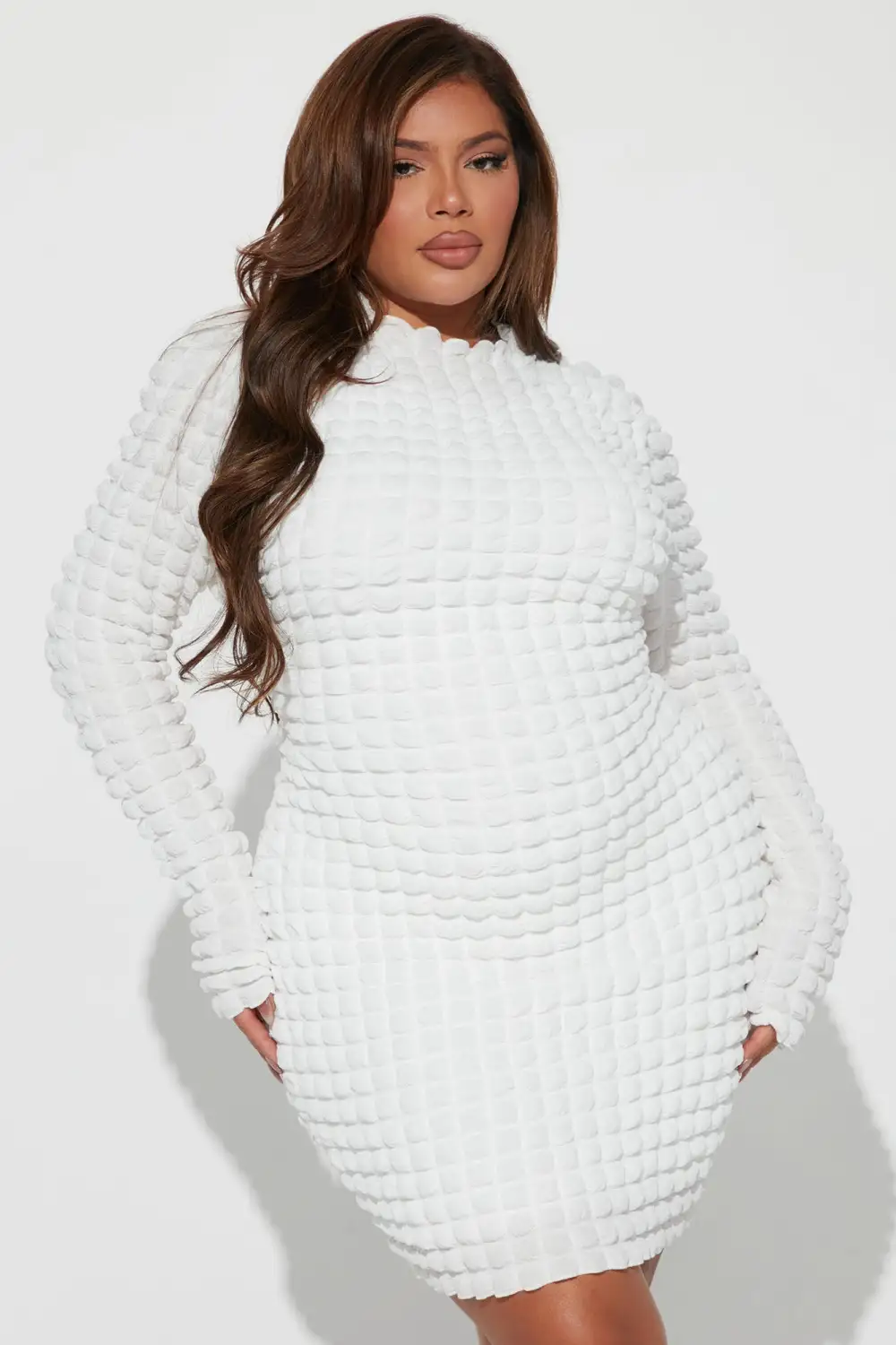 Tia Bubble Mini Dress - White