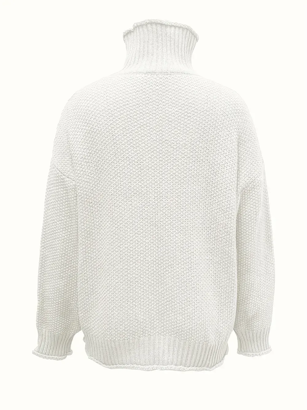Solid Turtle Neck Pullover Sweater, Casual Long Sleeve Sweater For Fall & Winter, Women's Clothing