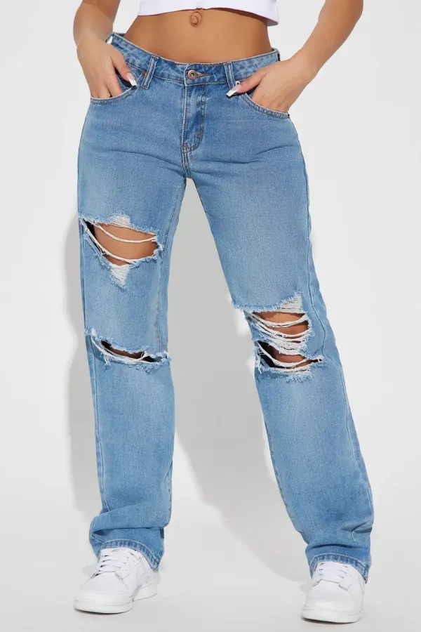 Better Believe It Low Rise Non Stretch Straight Leg Jean - Medium Wash