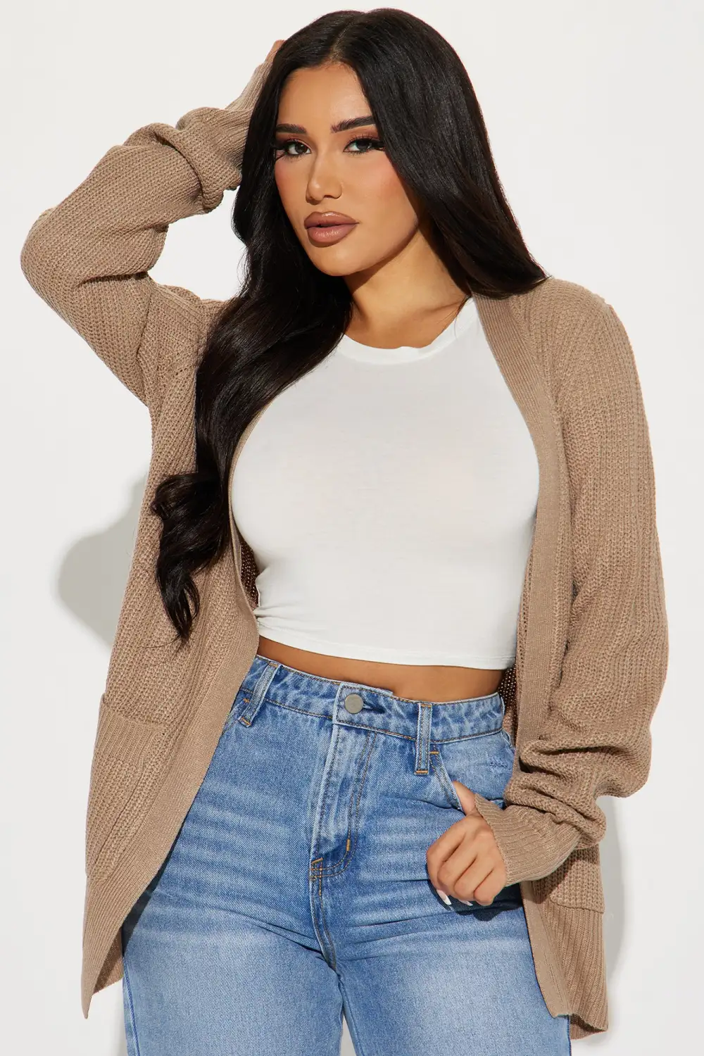 Zoe Two Pocket Cardigan - Khaki