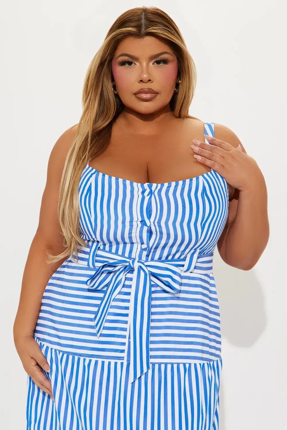 Sally Striped Maxi Dres - Blue