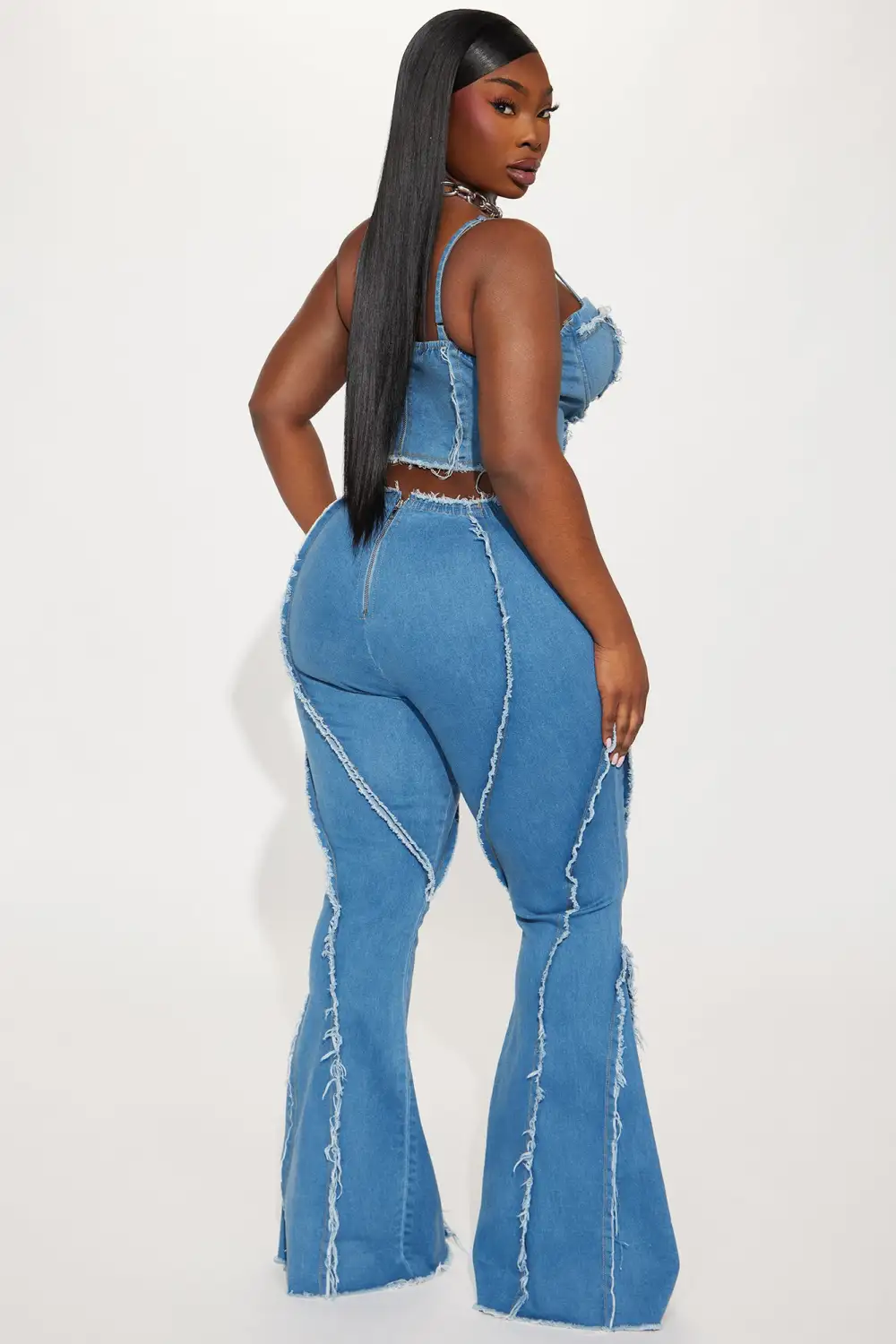 Guilt Trip Distressed Denim Pant Set - Medium Wash