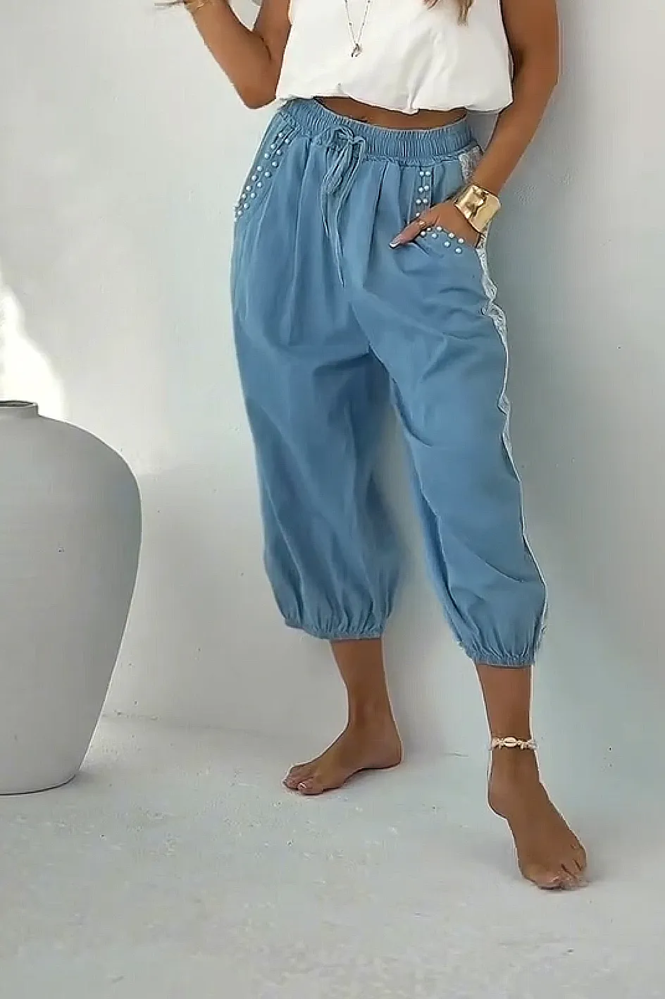 Women'S Comfortable Casual Lace Patchwork Trousers