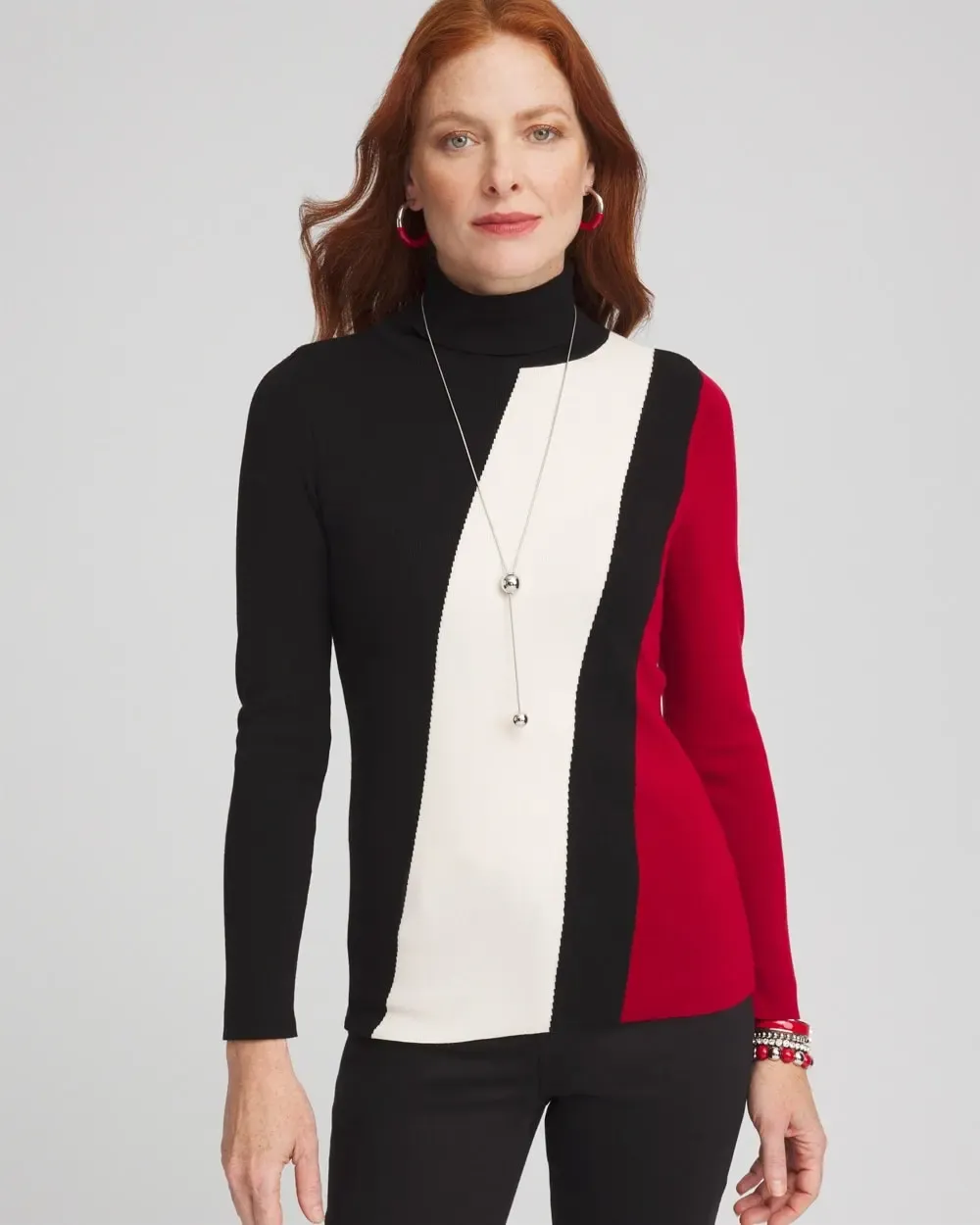 ECOVEROTM Colorblock Turtleneck Sweater