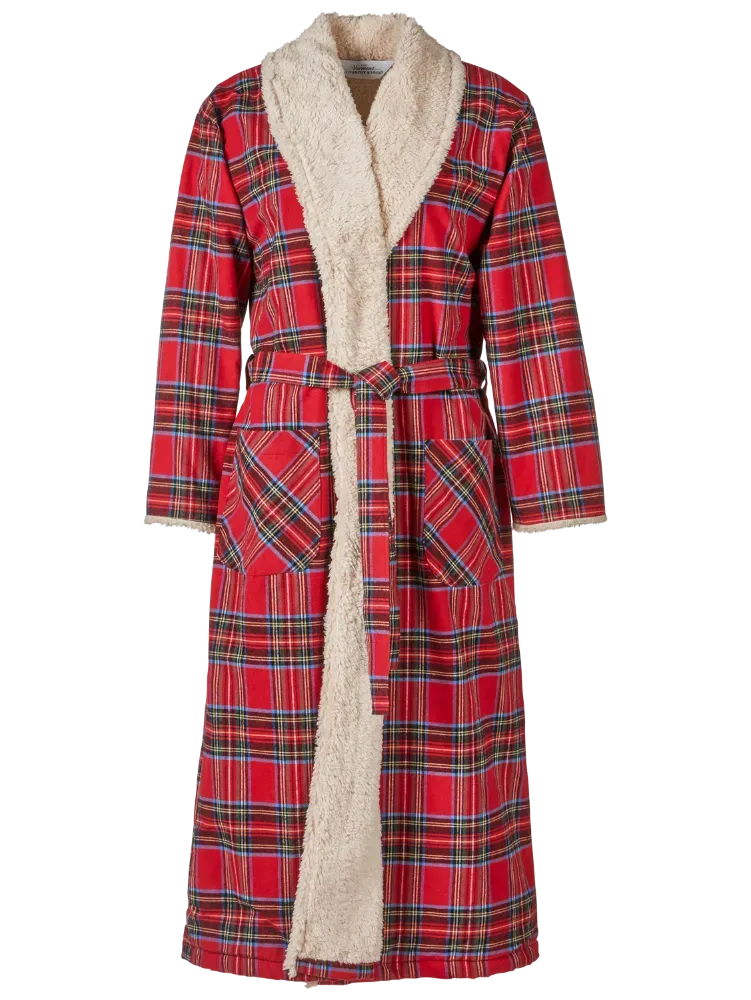 Women's Sherpa-Lined Portuguese Cotton Flannel Wrap Robe