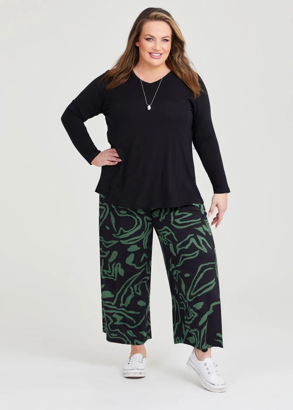 Natural Abstract Print Pant