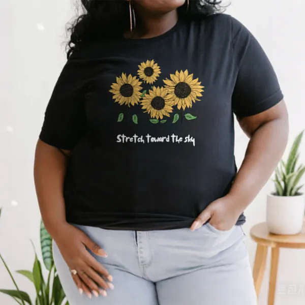 T-shirt Stretch Toward The Sky Women Printed Round Neck Short Sleeve