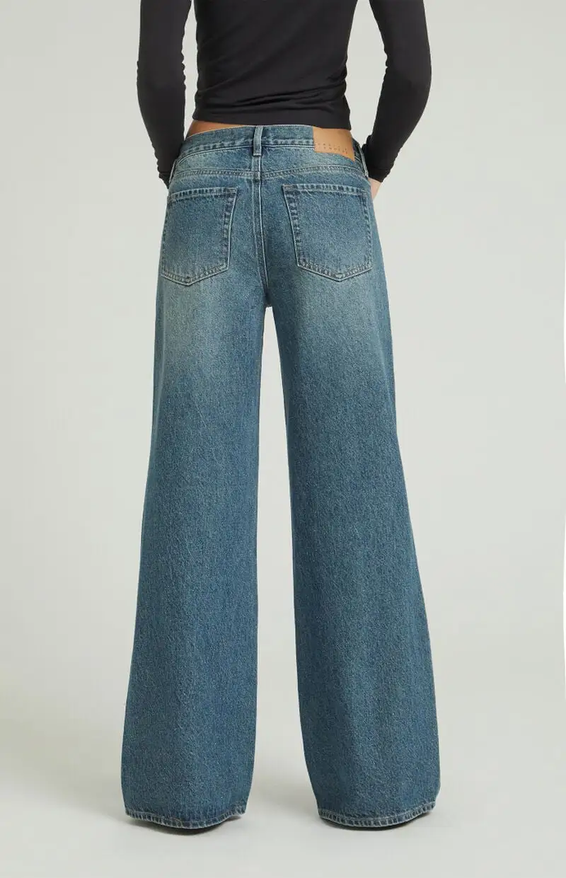 PacSun Lena Medium Indigo Sparkle Low Rise Super Baggy Jeans