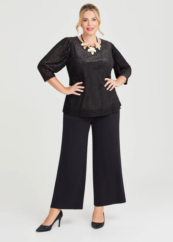 Velvet Spot Puff Sleeve Top