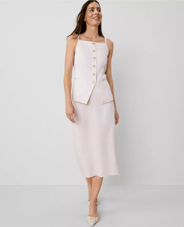 Sateen Column Midi Skirt