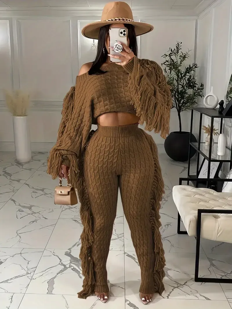 Tassel Knit Sweater Set