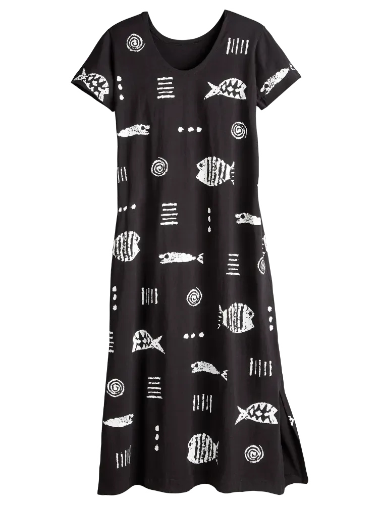 M.MAC Rock Fish Cotton Knit Ankle-Length Dress