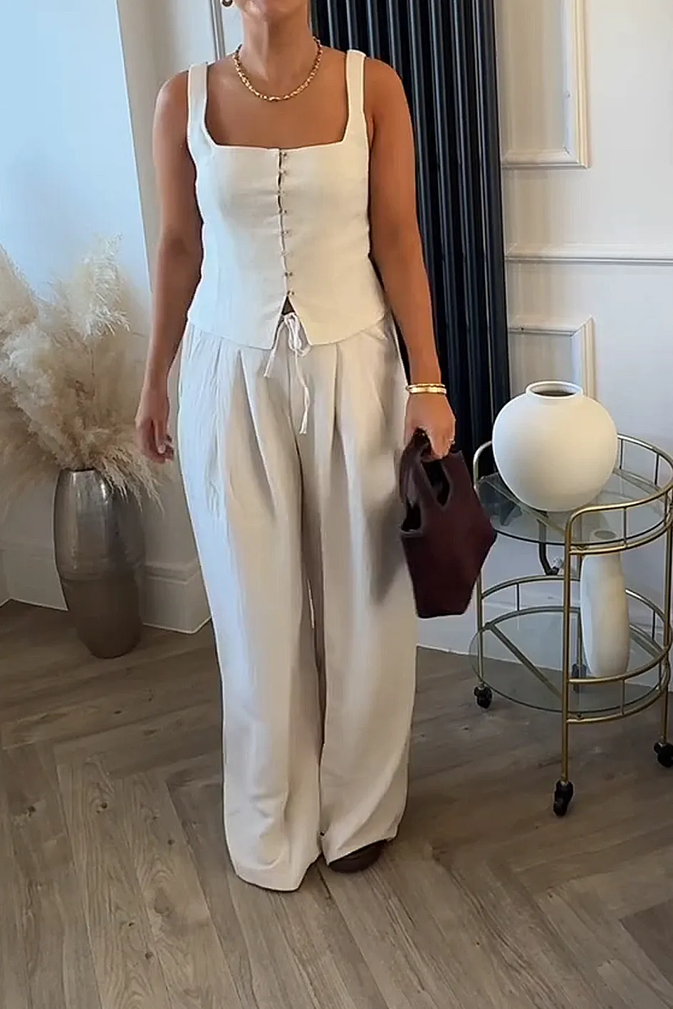 Women'S Solid Color Vest And Pants 2-Piece Set