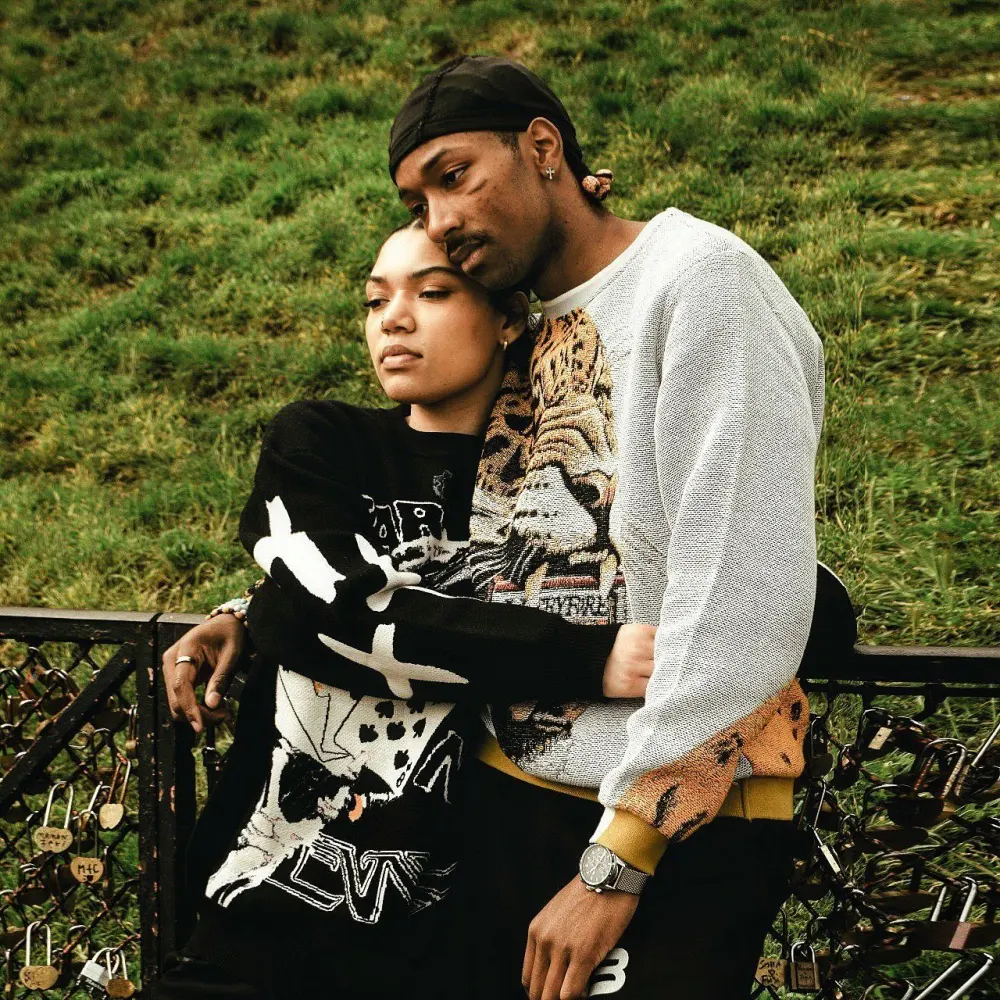 Black Sweater Renaissance Street Wear Fashion Printing Seasonal Trend Special Design