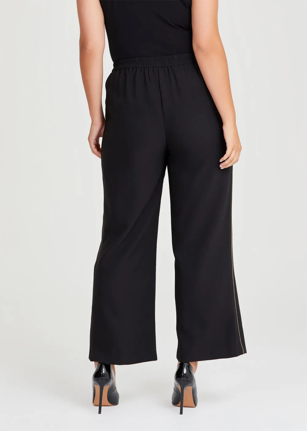 Trim Detail Wide Leg Pant