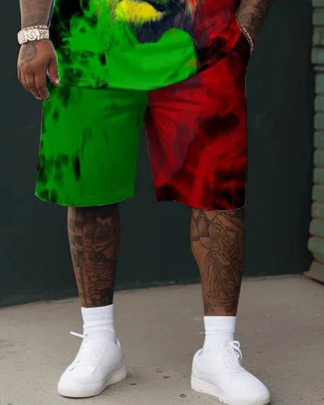 Big Build Men'S Crown Lion Short Sleeve Tee And Shorts Set