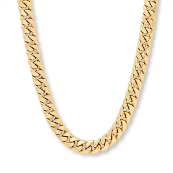 Hollow Miami Cuban Chain Necklace 10K Yellow Gold 22