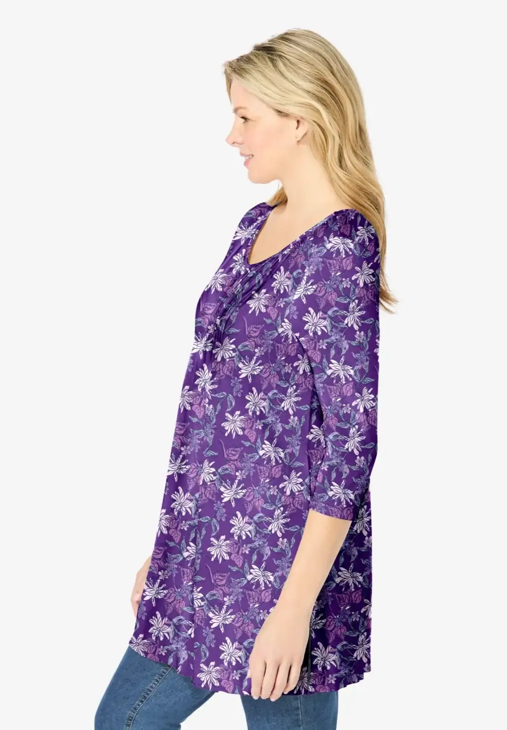 V-Neck Pintucked Tunic