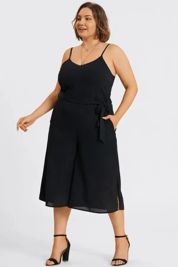 Plus Size Black Sleeveless Easy Culotte Jumpsuit