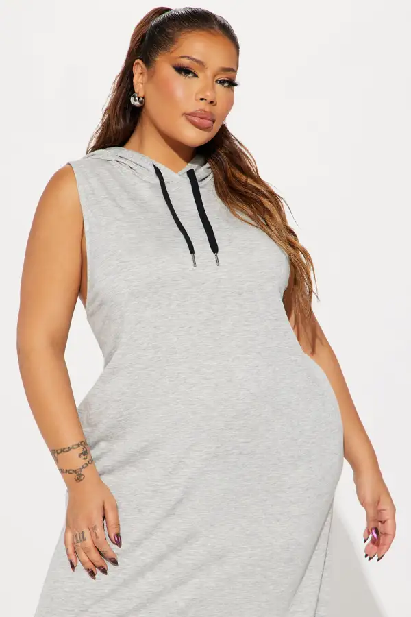 Azalea French Terry Maxi Dress - Heather Grey
