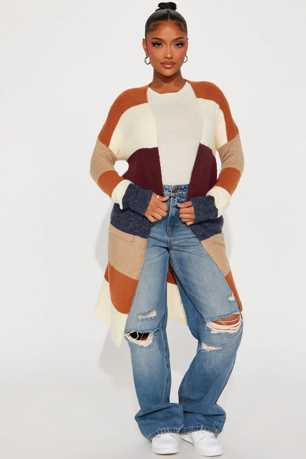 Common Interests Colorblock Cardigan - Camel/combo