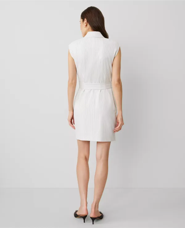 Striped Lapel Sheath Dress