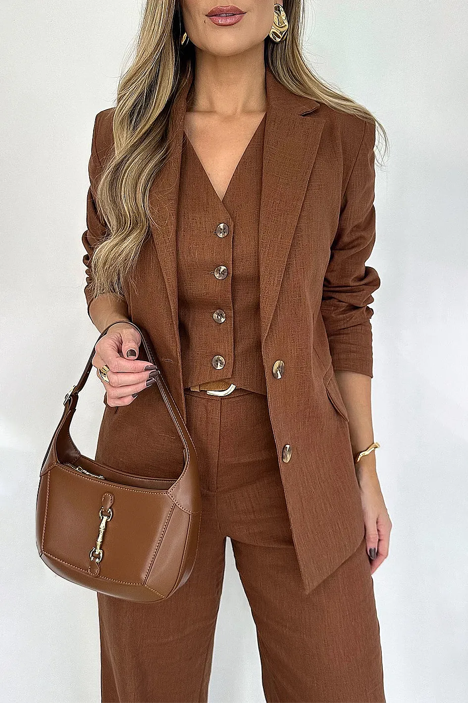 Women'S Fashion  Casual Slit Top And Pants Two-Piece Set
