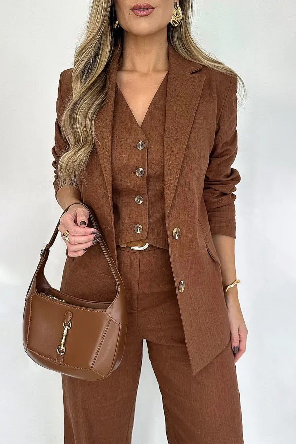 Women'S Fashion  Casual Slit Top And Pants Two-Piece Set