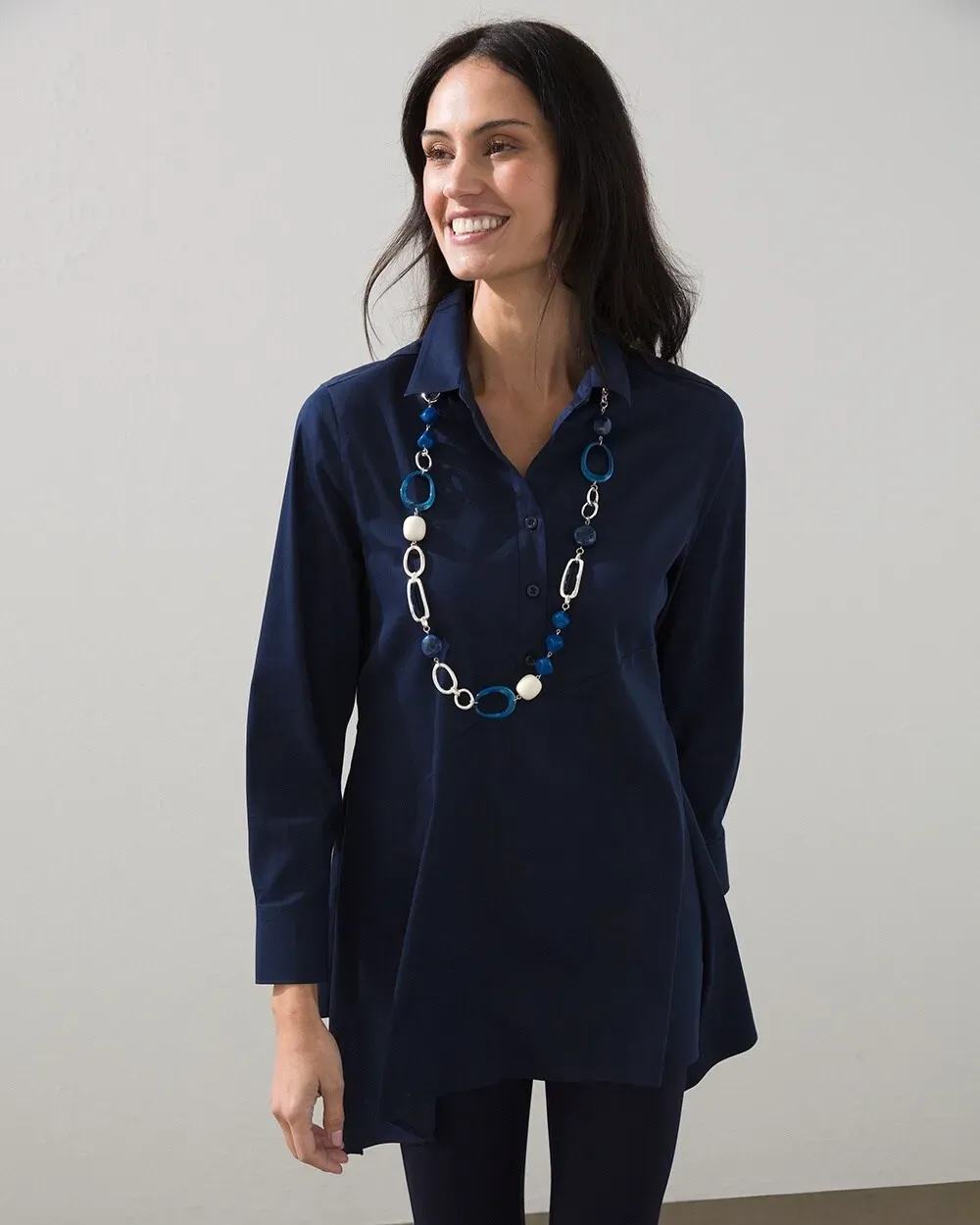 No-Iron Stretch Asymmetrical Tunic