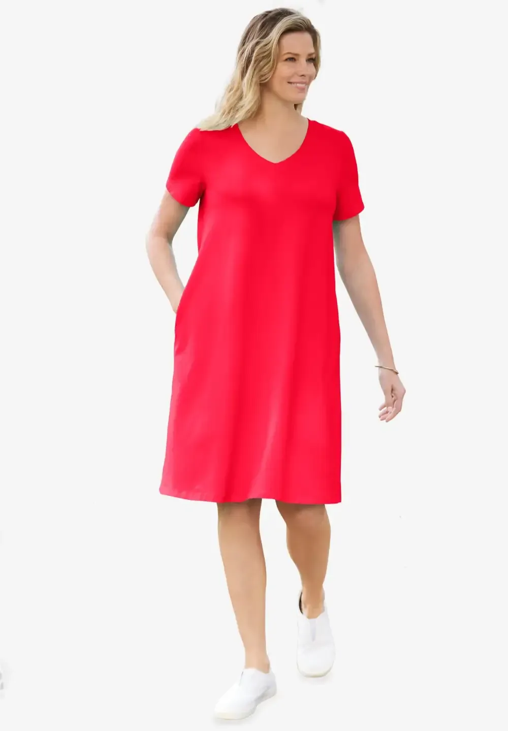 Perfect Short-Sleeve V-Neck Tee Dress