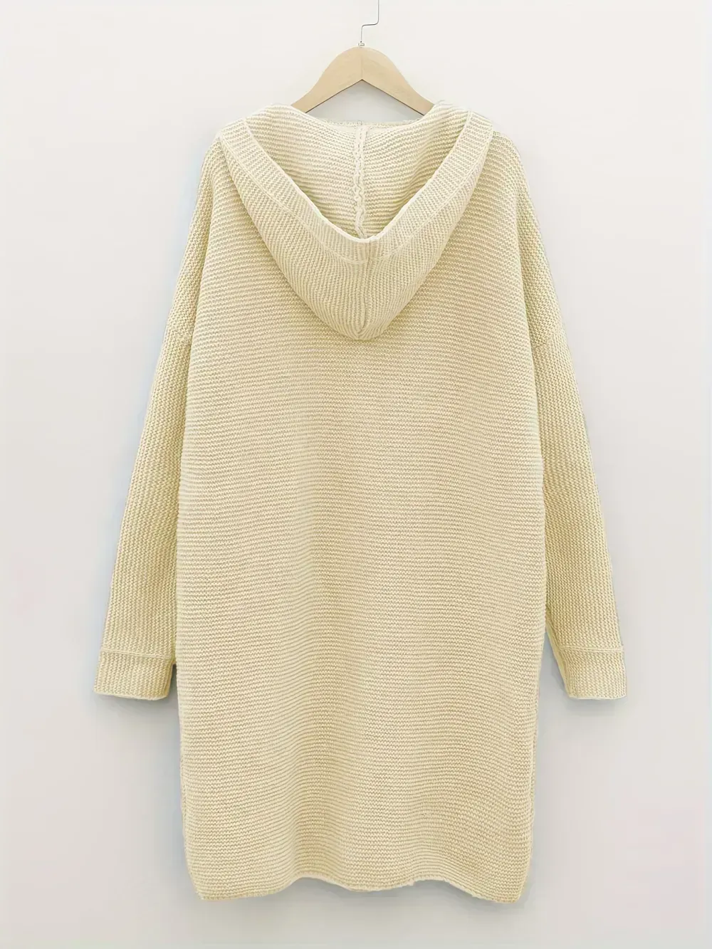 Plus Size Casual Cardigan, Women's Plus Solid Button Up Long Sleeve Hoodie Cardigan