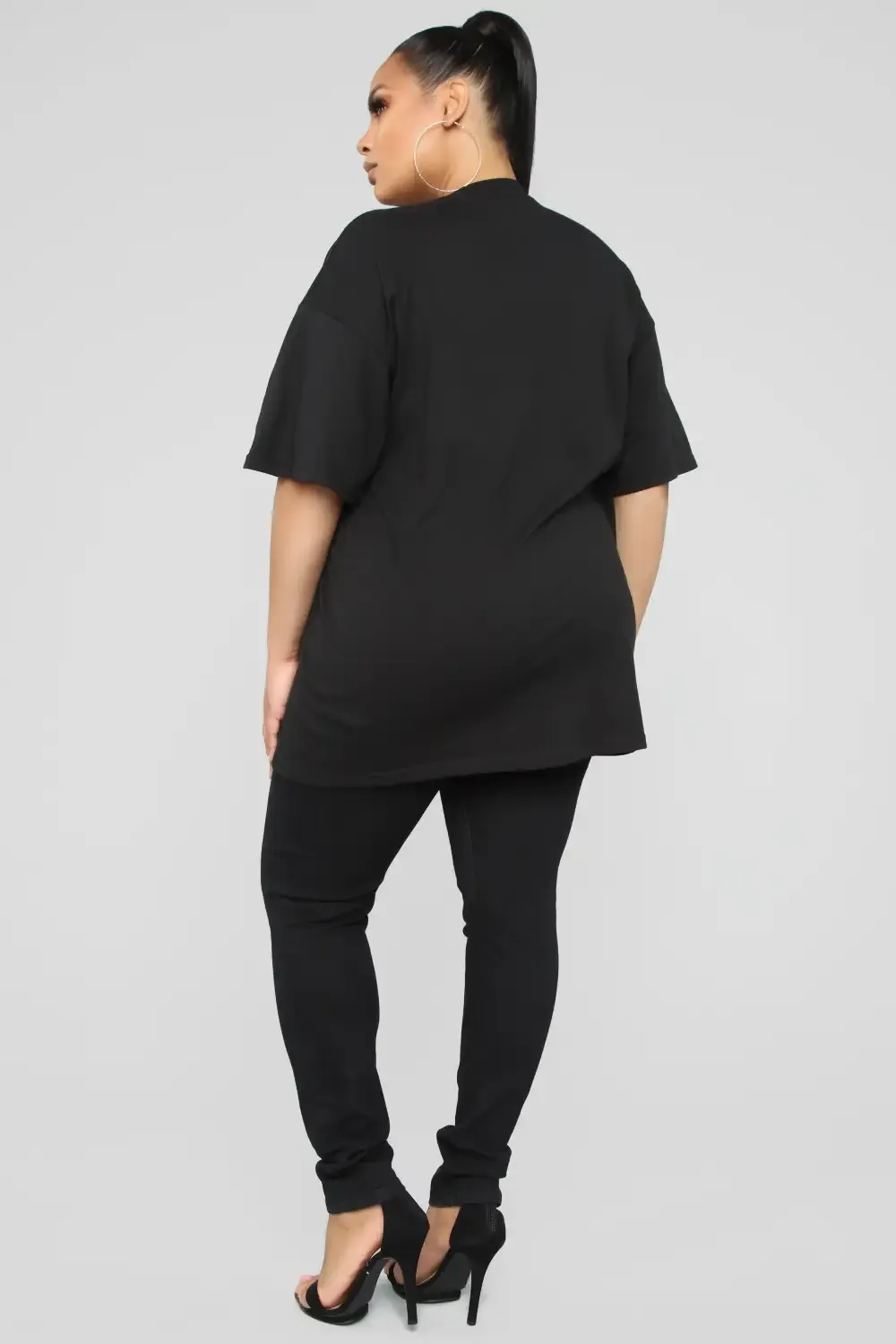 Aaliyah Short Sleeve Tunic Top - Black