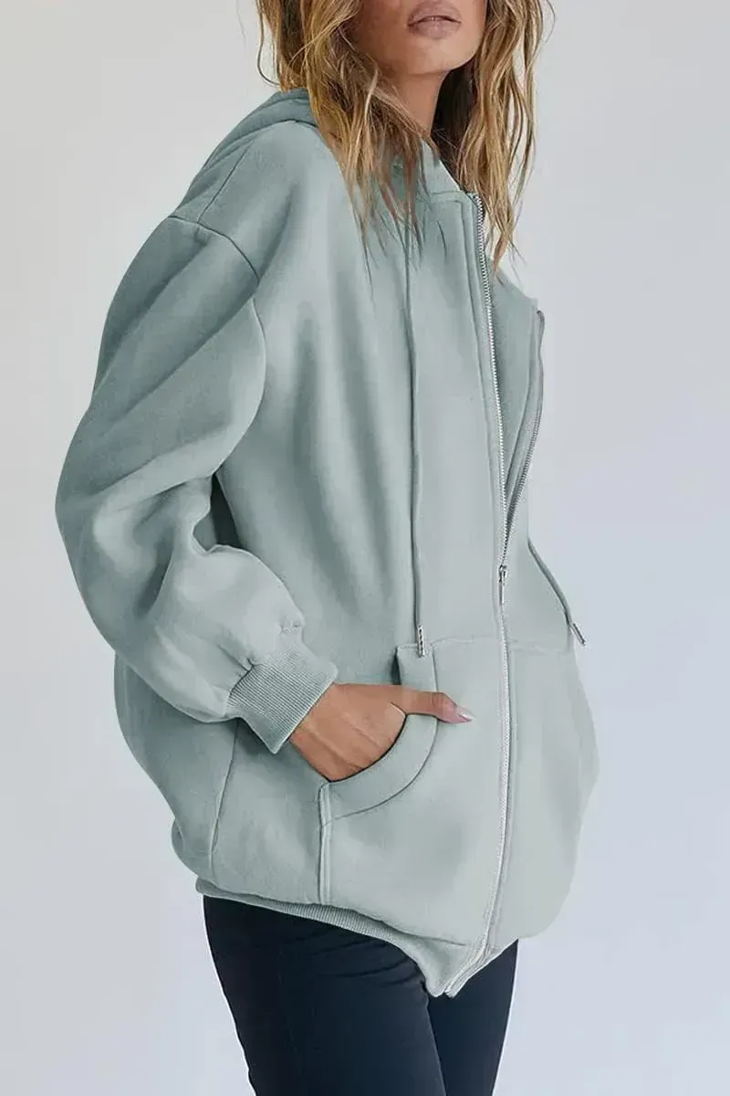 Women's Cute Hoodies Teen Girl Fall Jacket Oversized Sweatshirts Casual Drawstring Zip Up Y2K Hoodie with Pocket